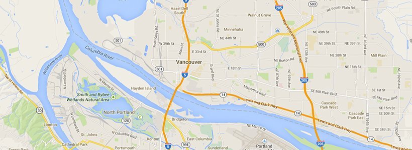 Map of Vancouver, Washington